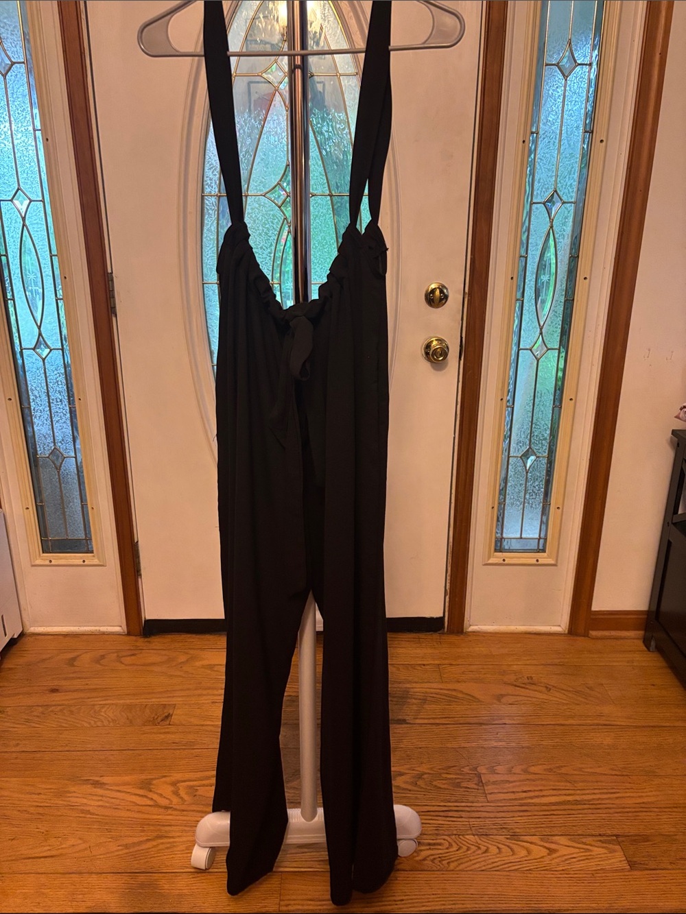Black Wide-Leg Jumpsuit with Adjustable Straps - Picture 3 of 3